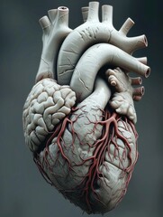 Poster - A brain shaped as a human heart, realistic, intricate details. Generative AI.