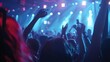 © buraratn - Happy people dance in nightclub light party concert bar and listen to the night music from DJ on the stage in the background
