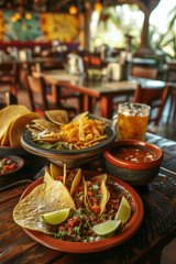 Wall Mural - Mexican food on the table in restaurant