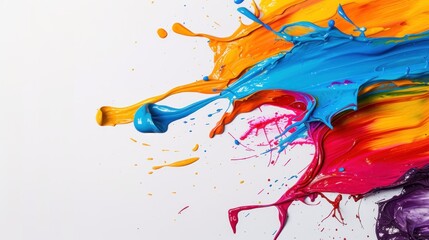 A dynamic and flowing paint splash with a rich array of colors, ideal for creative backgrounds or vibrant graphic designs.