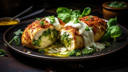 Wall Mural - Spinach and Ricotta Stuffed Chicken Breast. Best For Banner, Flyer, and Poster