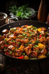 Wall Mural - Teriyaki Tofu Stir Fry. Best For Banner, Flyer, and Poster