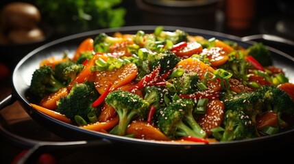 Wall Mural - Vegetable Stir Fry with Ginger Soy Sauce. Best For Banner, Flyer, and Poster