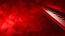 Abstract Red Polygonal Background With Piano Keyboard