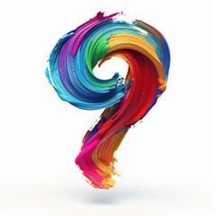 Colorful volumetric brush strokes floating in the air in a shape of number 9, 3D style, isolated on white background