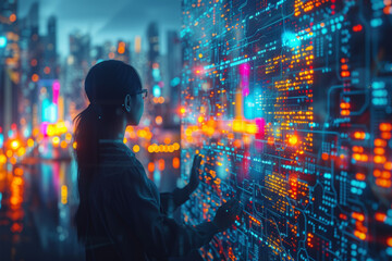 Poster - A team of researchers analyzing data from environmental sensors, contributing to the advancement of smart city technologies. Concept of sustainable urban development. Generative Ai.
