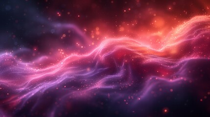 Cosmic nebula wave with a dust of stars in pink and blue