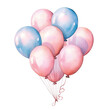 Bunch of bright watercolor balloons on white background