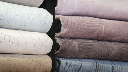 Leinwandbilder - Textile clothes on a shelf in a store