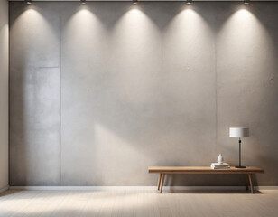 Canvas Print - Empty wall mock up in minimalist interior with concrete wall texture