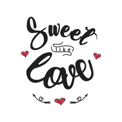 Sweet likes love, with three hearts and two more hearts next to two arrows on the bottom sides Vector for silkscreen, dtg, dtf, t-shirts, signs, banners, Subimation Jobs or for any application