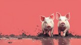 Fototapeta  - Greeting Card and Banner Design for National Pig Day Background