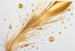 © SR07XC3 - Gold glamour watercolor splash brush isolated on transparent white background