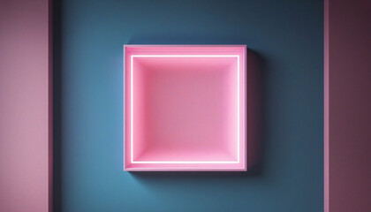 Wall Mural - Three-dimensional neon clouds in a futuristic square frame with ultraviolet lightning and copy space, creating a surreal and dramatic atmosphere 