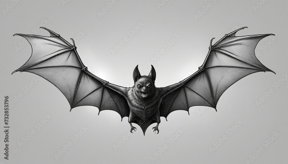 "Spooky Halloween bat silhouette illustration in black and white ...