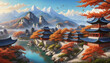 Beautiful autumn landscape Chinese village