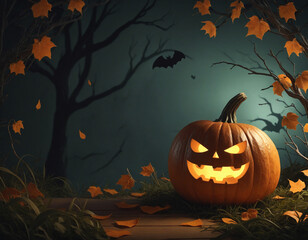 Wall Mural - Spooky Halloween Scene Illustration