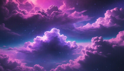 Wall Mural - purple abstract clouds on a space-themed background
