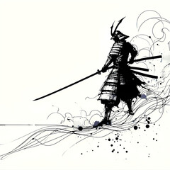 Wall Mural - japanese samurai soldier on illustration
