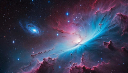 Wall Mural - colorful space clouds in starry galaxy sky