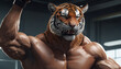Fitness-focused tiger working out at the gym