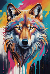 Majestic Wolf in Vibrant Harmony