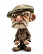 Plasticine caricature of an old grumpy man