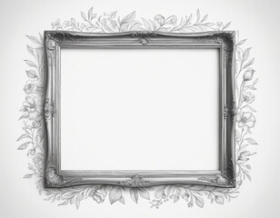 Wall Mural - Blank pencil drawing frame on clear white backdrop with space for text