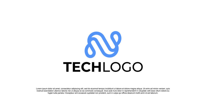 creative letter n logo design technology