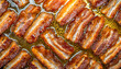 grilled bacon, grilled pork. deep-fried bacon or belly pork in boiling oil