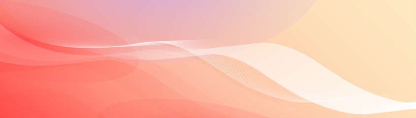 Poster - abstract red and orange background with white glowing wavy lines with technology connection concept.