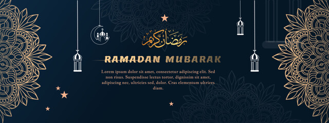 Vector Realistic ramadan horizontal banner template with Luxury Design Ramadan