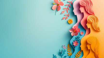 International Women's Day background with copy space, Women's Day holiday blue background