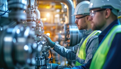 Industrial workers working in power plant.