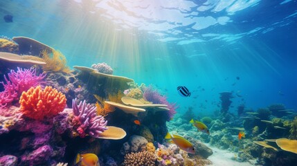 Wall Mural - An underwater coral reef for an aquatic themed video call