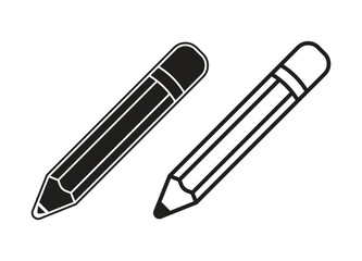 Poster - pen icon, black and white vector illustration on transparent