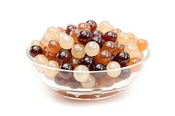 Sticker - Isolate bubble tea tapioca pearls in a bowl on white background