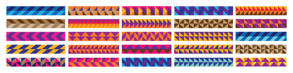 Wall Mural - Set of vector ethnic seamless pattern. Greek border  geometric seamless frames isolated on white background. Ornament bracelet in border style. Geometric border african style.