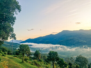 sunrise landscape of chongchang mountain viewpoint,located in nasarn town,suratthani,thailand