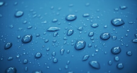 Poster - blue water droplets on glass