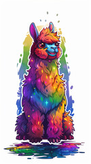 Canvas Print - Animated cartoon of a charming llama. Illustrations in vector format for use as greeting cards, posters, t-shirts, party invites, and wall art. 