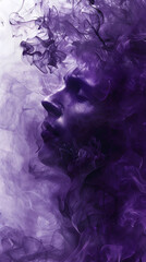 Wall Mural - purple smoke surrounding a man background 