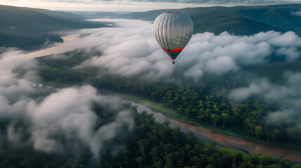 Wall Mural - Hot air balloon in flight.