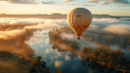 Wall Mural - Hot air balloon in flight.