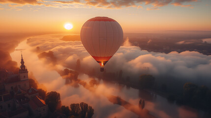 Wall Mural - Hot air balloon in flight.