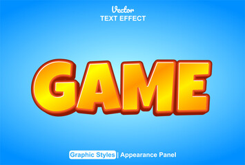 Poster - game text effect graphic style orange color editable.