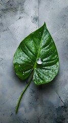 Wall Mural - a green leaf with water droplets on it