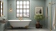A modernized vintage bathroom with clawfoot tub, subway tiles, and brass fixtures