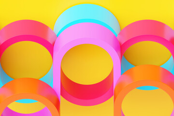 Poster - 3d illustration of a  colorful   stripes . Geometric stripes similar to waves. Abstract   glowing crossing lines pattern