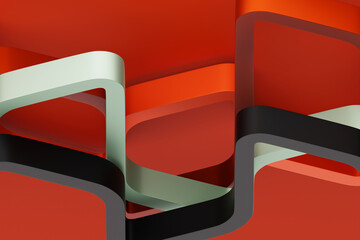 Poster - Abstract poster design with colorful geometric shapes. 3D pattern of lines. 3D illustration, template for posters, flyers and banners.
